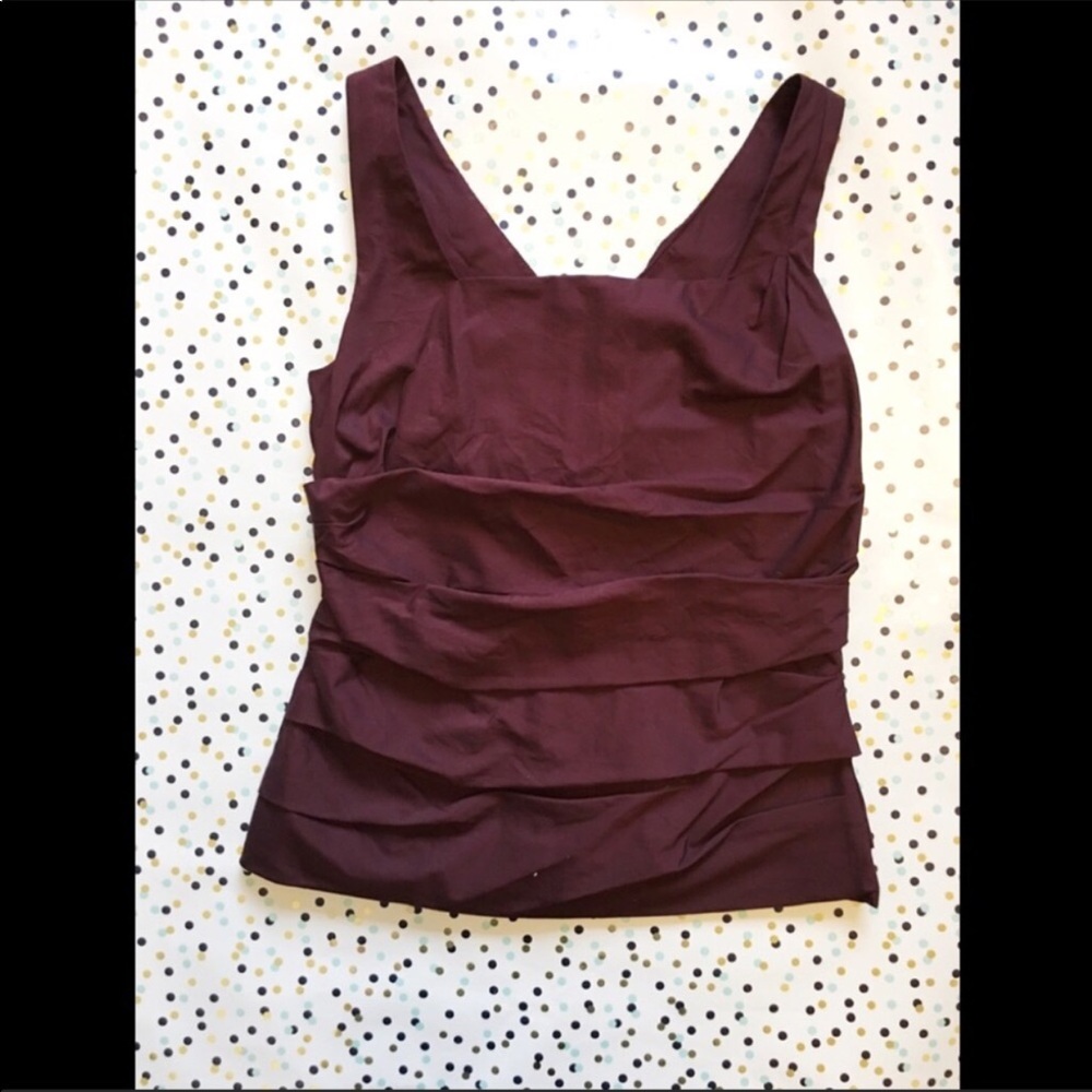 Ann Taylor Wine Zipper Sleeveless Blouse